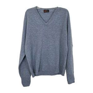 VTG Austin Reed pure Virgin lambswool pullover v neck baby blue sweater size L